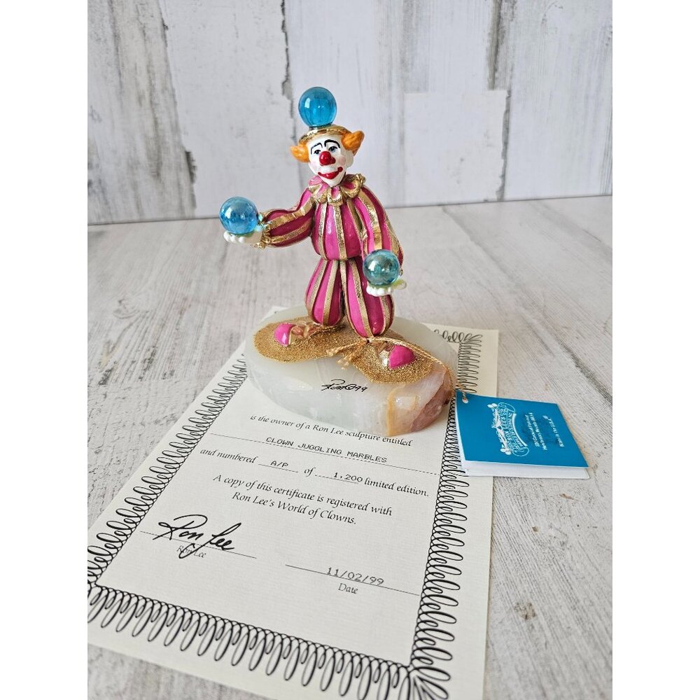 Ron Lee clown juggling marbles juggler vintage statue gold 1999 limited statue f